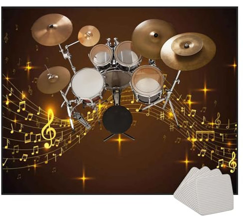 Schlagzeug Teppich Schallschutz Teppich Drum Teppich Schalldicht Schlagzeugteppich Schallschutzmatte rutschfeste Trommel Teppiche Schallschutzdecke für Bass Drum Snare Drumteppich 200 x 160 cm
