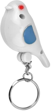 lvifloae Key Retriever Bird LED Whistle Key Finder Smart Sound Keychain Sound Emitting Wireless Item Retriever with Battery (White)
