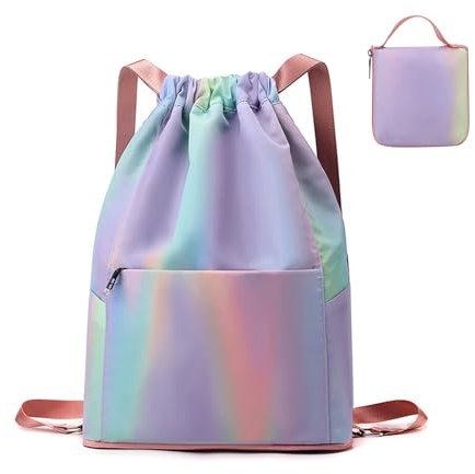 RisePlus Zaino Sacca Sportiva Impermeabile Pieghevole ，Borsa Palestra Donna Uomo, Sacca con Coulisse Grande Capacità, Zaino Palestra Piscina, Multitasche, Leggera, per Sport, Viaggio, Fitness