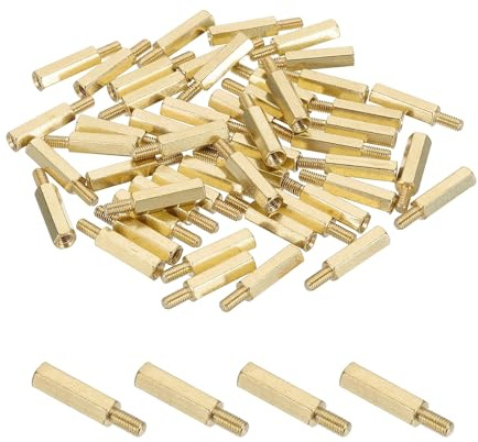 PATIKIL 50 Stück M3 x 15mm + 6mm Messing Hex Abstandshalter Gewindestütze Männlich Auf Weiblich Für Drohne Quadcopter Elektronische Projekte Leiterplatte Hauptplatine Schrauben Mutter