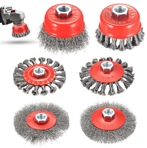 Drahtbürste Winkelschleifer Flex,6 StkWinkelschleifer Drahtbürste Set, 75 MM 100MM Bürstenaufsatz Winkelschleifer Zubehör mit M14 x 2 Modelle für Bohrmaschine Polier, Schleifen, Entrosten, Entgraten