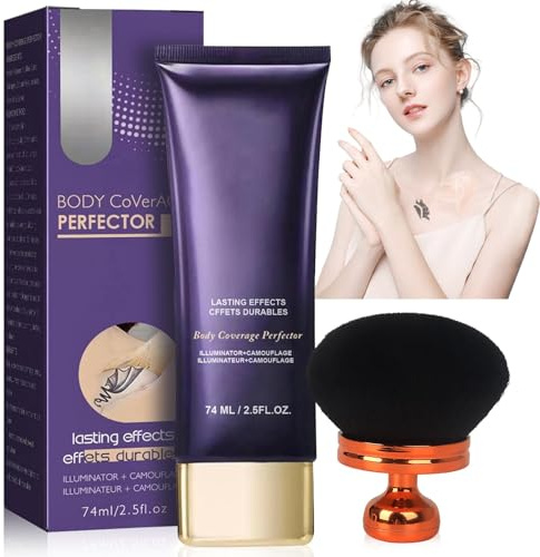 Dandin All Over Complexion Perfector mit Pinsel, Body Coverage Perfector für Bein, Tattoo Abdeckung Wasserfest, Bein Make up Wasserfest mit Make-up-Pinsel