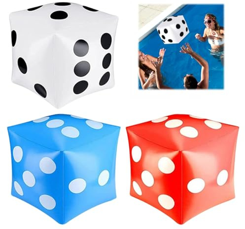 YRUHAN 3 Piezas Dado Gigante Hinchables, Dados Hinchables Grandes, 30CM Cubo Inflable Grande, Seguros y Duraderos, Fáciles de Transportar, Adecuados para Juegos en la Piscina, Juegos en el Césped