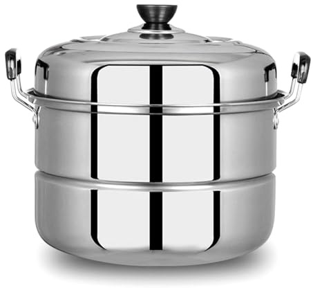 Fyearfly Olla de vapor de acero inoxidable, gran capacidad de 2 niveles para cocina, verduras al vapor, huevos, solución de cocción duradera