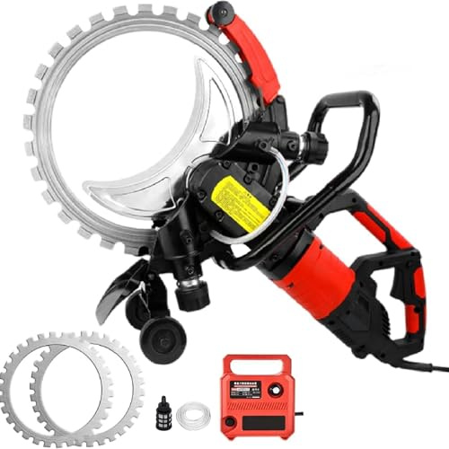 9500W 110V Concrete Saw, 16 Blade, 3000RPM Electric Wall Slotting Machine, 11.4 Cutting Depth, Wet Stone Cutter, Ideal for Brick & Masonry, Includes 1 Blade