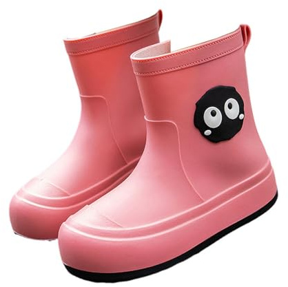 Hixingo Stivali Pioggia Bambino, Cartoon Rain Boot Kids, Stivali Pioggia Bambina e Bambino Antiscivolo, per Bambini Leggeri, per All'aperto, Piovere (Rosa,31)