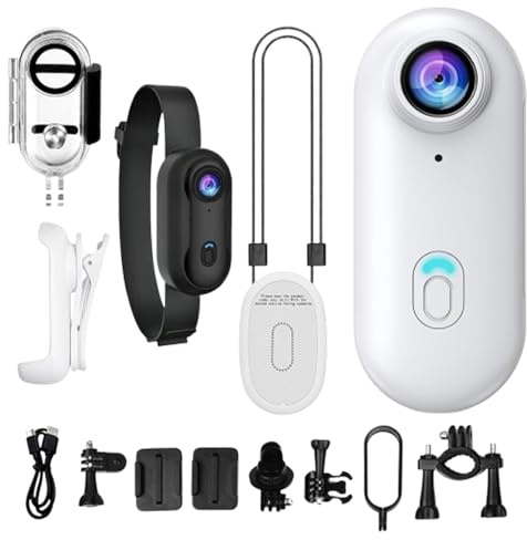 Ahuuen Telecamera Indossabile | Mini Telecamera Action,Dispositivo Indossabile per Vlogging, Videocamera Compatta 1080P per Sport Motocicletta Palestra Escursionismo Viaggio