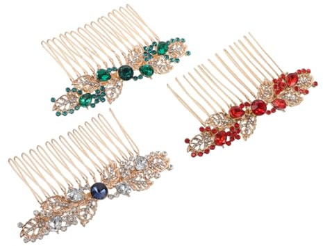 ARTSEWPLY 3pcs Rhinestone Flower Hair Comb for Women Alloy Metal Bridal Hair Accessories Elegant Wedding Side Combs for Bridesmaids Parting and Teasing Loose Strands Styling Headdress