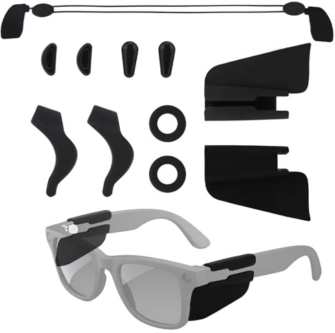 Sinbana Accessori Occhiali Intelligenti per Ray-Ban Meta Wayfarer/Headliner/Skyler, Gli Accessori Occhiali Silicone Includono Naselli, Supporti Auricolari, Protezioni Laterali Cinturino per Occhialis