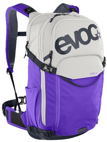 EVOC STAGE 18 technischer Rucksack für Radtouren & Trails, Backpack (Trekkingrucksack mit viel Stauraum, maximale Rückenbelüftung, Wanderrucksack mit verstellbaren Schultergurten), Sand - Violet