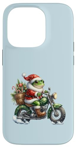 Santa Frog en Moto Xmas Motocicleta Carcasa para iPhone 14 Pro