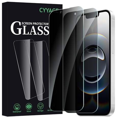 CYYAGE 2 Pack Privacy Screen Protector for iPhone 17E/16E/14/13/13 Pro, Anti-Spy Tempered Glass Protection 9H Hardness Glass, Anti-Scratch
