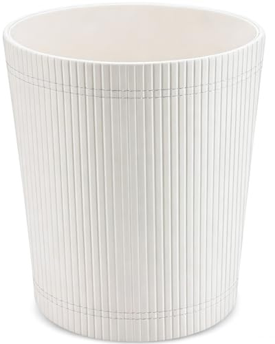 GORESE Corbeille à papier de bureau en cuir, design moderne, pour cuisine, salle de bain, bureau(blanc)