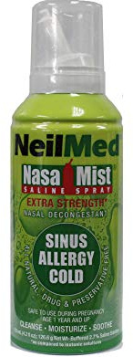 NeilMed Extra Strength NasaMist Saline Nasal Spray Drug Free Nasal Decongestant 4.2 fl oz, (Pack of 2)