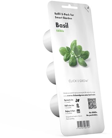 Click and Grow R362 Basil Refill 3-Pack for Smart Herb Garden, 7x7x21 cm