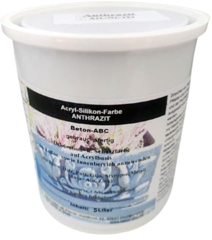 Anthrazit - Beton Farbe - Acryl Silikon 5 Liter für innen und außen