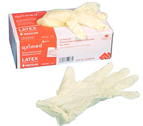 Aximed 100 Profi Latexhandschuhe Einmalhandschuhe Einweghandschuhe Latex ungepudert puderfrei transparent Größe S Klein