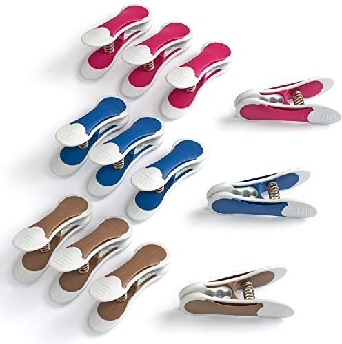 culiclean Clothes Pegs – Extra Strong Soft Grip Maxi Clips – Heavy Duty Laundry Pegs for Indoor & Outdoor Use – Durable Plastic – 12 Pack – blue, purple, brown