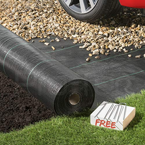2m x 50m Pro-Tec Heavy Duty Weed Control Membrane Ground Cover Landscape Fabric FREE PEGS (50 Free Pegs)