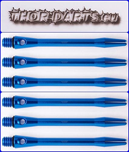 THOR-DARTS 6 Blaue 48mm Premium Dartpfeil Schäfte Markenqualität Aluminium Nylon PVC Plaste Alloy Shafts (48mm Aluminium blau / 48mm Alloy Blue, 6 Stück / 6pcs)