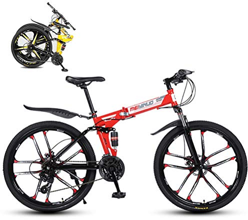 MTTKTTBD Mountainbikes Faltbares Leicht Faltrad mit Doppelte Stoßdämpfung,Quick-Fold-System 26 Zoll 21 Speed Klappfahrrad Folding City Bike mit Gabelfederung