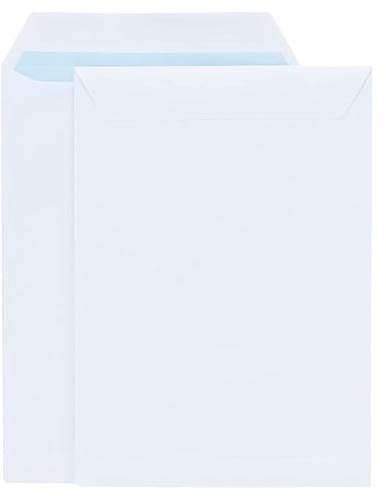 Sobre liderpapel bolsa blanco 260x360 mm solapa tira de silicona papel offset 100 gr caja de 250 unidades