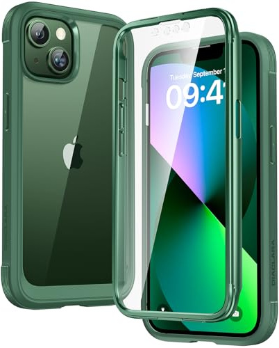 Diaclara Designed for iPhone 13 Case, Full Body Rugged with Built-in Touch Sensitive Anti-Scratch Screen Protector, Soft TPU Bumper Case for iPhone 13 6.1 (Green)