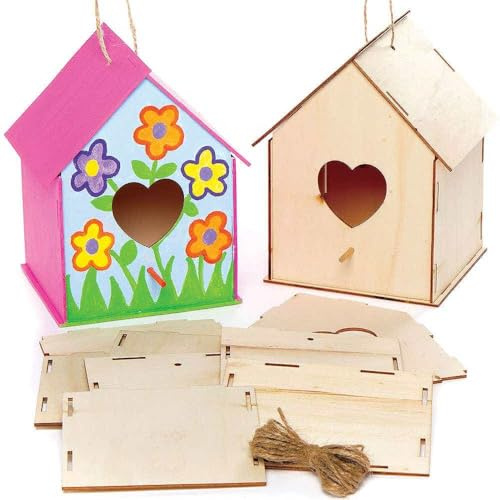 Baker Ross Herz Vogelhaus-Sets aus Holz, Valentines Handwerk für Kinder (FC426), 2 Stück