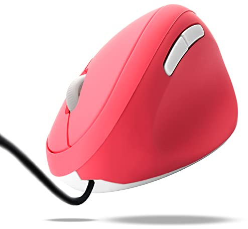 Souris Ergonomique Souris Filaire Souris Verticale DPI 800/1200/1600 Souris avec Fil 6 Touches Mouse pour Ordinateur Portable PC Droitier Souris Blanche Compatible Mac Windows MacOS iPadOS（Rose）