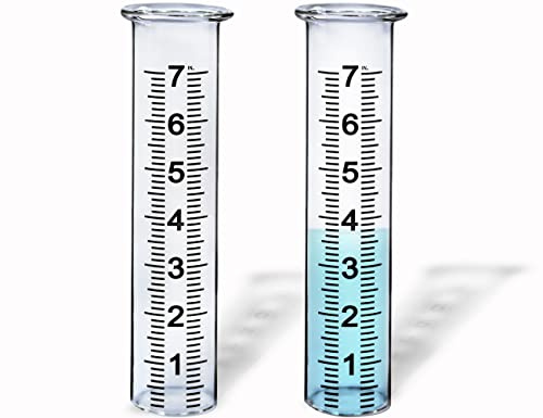 BIUWING 7 Capacity Glass rain Gauge Replacement Tube for Outdoors Yard Garden with Lip, Best Rated, Easy to Read (2 pcs)