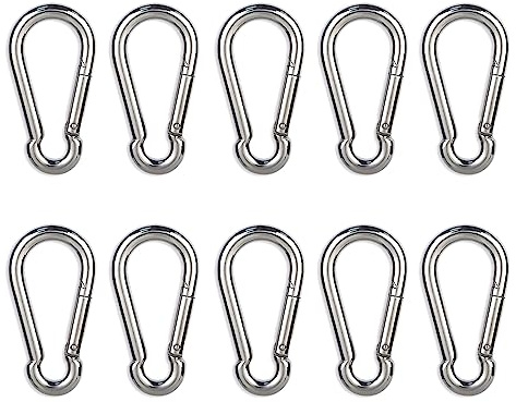 Carabiner Clip, 10PCS 2.36 Inch Stainless Steel Keychain Carabiner. Small Carabiner Clips, Spring Snap Hook, Locking Carabiners Clips for Plant Hanging, Outdoor Camping. 270 lbs.