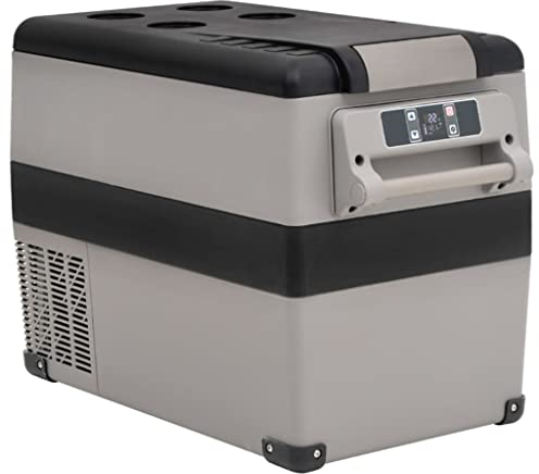 vidaXL Kühlbox mit Tragegriff, Elektrische Kühlschrank mit Kompressor, Gefrierbox Thermobox für Auto Camping Picknicks, Grau, 55 Liter, PP PE