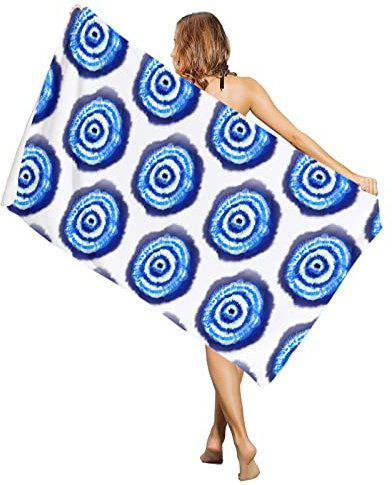 Mikrofaser Strandtuch 80x130cm, Indigo Batikmuster Im Ethnischen Stil Duschtücher Kinder Pool Badetuch Saugfähiges Badehandtuch, Für Reise, Strand
