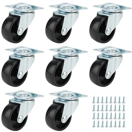 JAPCHET Lot de 8 roulettes pivotantes de 40 mm, jusqu'à 160 kg, roues de meubles pour chaises, tables, chariots