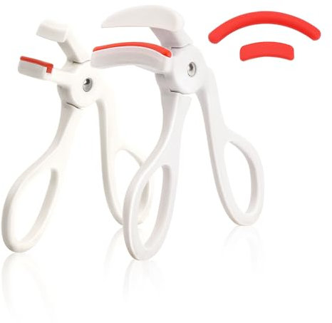 Wide-Angle & Partial Eyelash Curler Combo Set - 2 Silicone Pads, Comfortable Grip, 24-Hour Curl