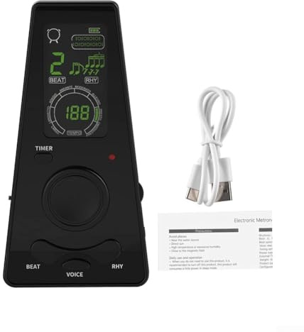 Digitales Metronom mit Lautstärkeregler und Beat-Geschwindigkeitskontrolle, elektronisches Metronom mit Timer, Gesangsstimme Beats für Klavier, Violine, Gitarre (schwarz), 2074043687