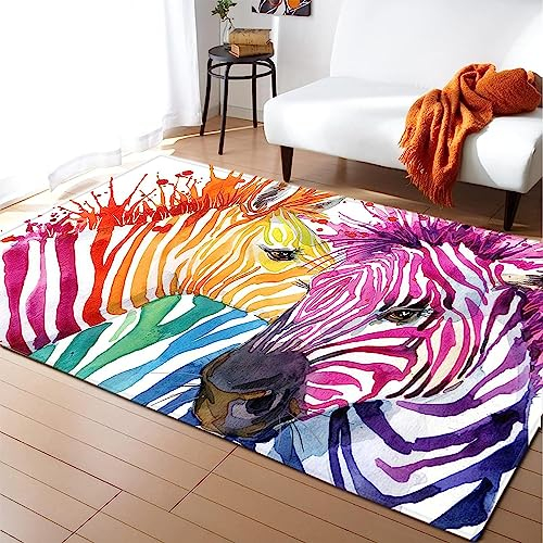 Kinderteppich Abstraktes Buntes Tierzebra - Kurzflor Teppich Kinderzimmer Spielteppich Antiallergen Und Extra Weich - Babyzimmer Teppiche Für Junge Und Mädchen Babyteppich 78,7 X 118,1 Zoll -0C6G+U7K