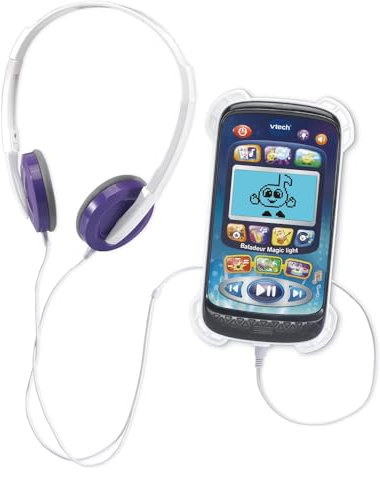 VTech - Baladeur Magic Light, Baladeur Musical Enfant avec Casque Audio, Écran Rétroéclairé, Effets Lumineux, Musiques et Jeux Éducatifs, Cadeau Enfant de 3 Ans à 6 Ans - Contenu en Français
