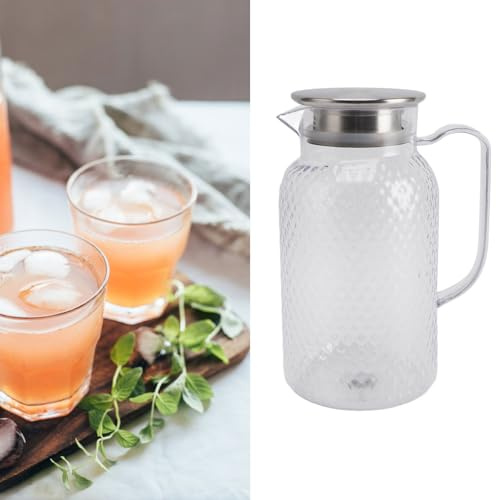 Water Pitcher, Kitchen Utensils, Water Pitcher 1500ml Acrylic Water Pitcher with Lid and Handle Clear Heat Resistant Pitcher for Lemonade Ice Tea Cold or Hot Beverages (Style 3)