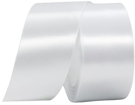 Weiß Satinband 50mm,Geschenkband Satinband 22 Meter Polyesterband,Weiß Schleifenband für Geschenkverpackung,Dekoration,Hochzeit,Weihnachten,Bastelarbeiten,und Geschenkverpackung