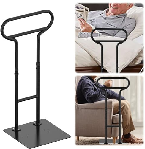 THOOUM Bed Rails for Elderly Adults Safety, Adjustable Bed Cane for Elderly, Heavy Duty Stand Assist Railing for Seniors, for Couch, Chair, Full, Twin Bed (260LBS Loading, 5 Heights, Black)