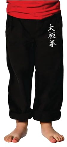 TAO MARTIAL Kung Fu byxor för barn Tai Chi och Wing Chun stil lättviktig och lös kimono, Tai Chi svart, 12 ans
