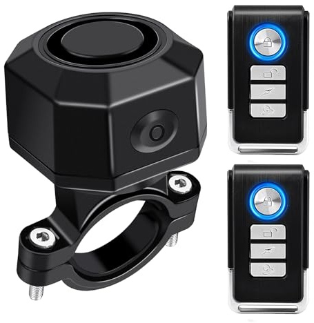 NineLeaf Bike Alarm USB Rechargeable with Mount, Bike Alarm with 2 Remote, Bicycle Alarm System Anti Theft Wireless Bicycle Vibration Motion Sensor 110dB Loud Security for Vehicle Trailer Motorcycle