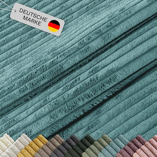 Lycce Cordstoff Meterware, 1 lfm x 1,40 m breit 360 g/m², türkis