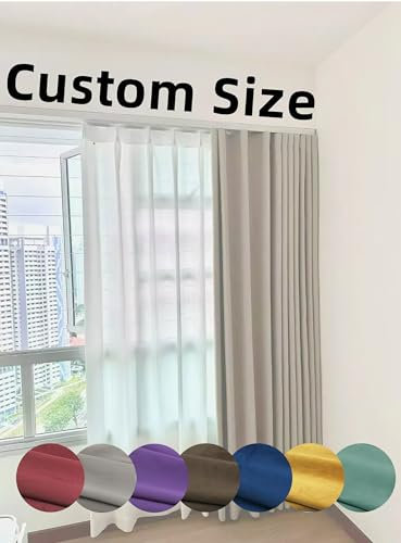 SINCERE Custom Cut Drapes Outdoor, Made to Size Short Curtain Panel, Tailored Extra Long Wide Small Blackout Window Treatment, Bespoke Floor-to-ceiling French Door Loft Bed Semi-sheer Valances Curtain