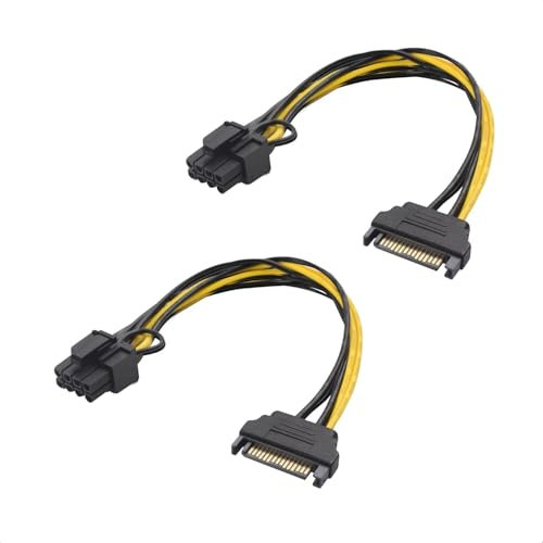 Duluok - Cable de alimentación SATA de 15 pines macho a 8 pines, 18 cm, cable de alimentación SATA a PCIe 8 pines 6+2 pines para tarjeta gráfica, conector PCIe seguro y práctico para GPU