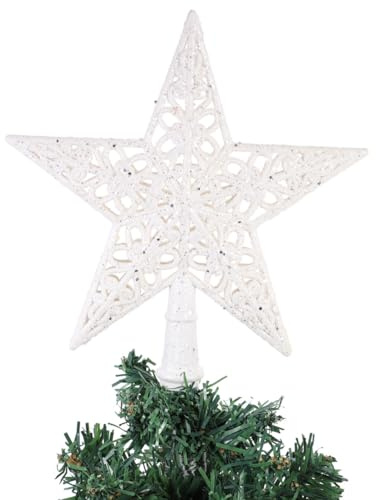 ULTECHNOVO Weihnachtsbaumspitze Stern Baumspitze Tannenbaum Weihnachtsdeko Kunststoff Hohler Stern 7.9 Zoll Leicht Und Kompakt Für Festliche Dekorationen Und Geschenkidee