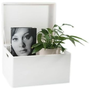 TRANS - PAL XXL White Wooden Storage Chest – 40x30x23 cm (+/-1 cm) – Plain Unfinished Wood Box with Hinged Lid & Side Handles – Keepsake, Gift, Memory or Craft Organizer