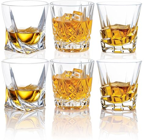 YBCPACK 6er Set Whisky Gläser 300 ml – Kristallglas mit schwerem Boden, stilvolles Design, Spülmaschinenfest – ideal als Geschenk