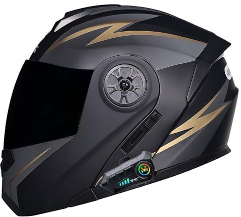 Casco de Motocicleta Modular con Bluetooth, abatible hacia Arriba, Casco Integral para Motocicleta con Visera antivaho Doble, Cascos integrales con luz aprobada por ECE